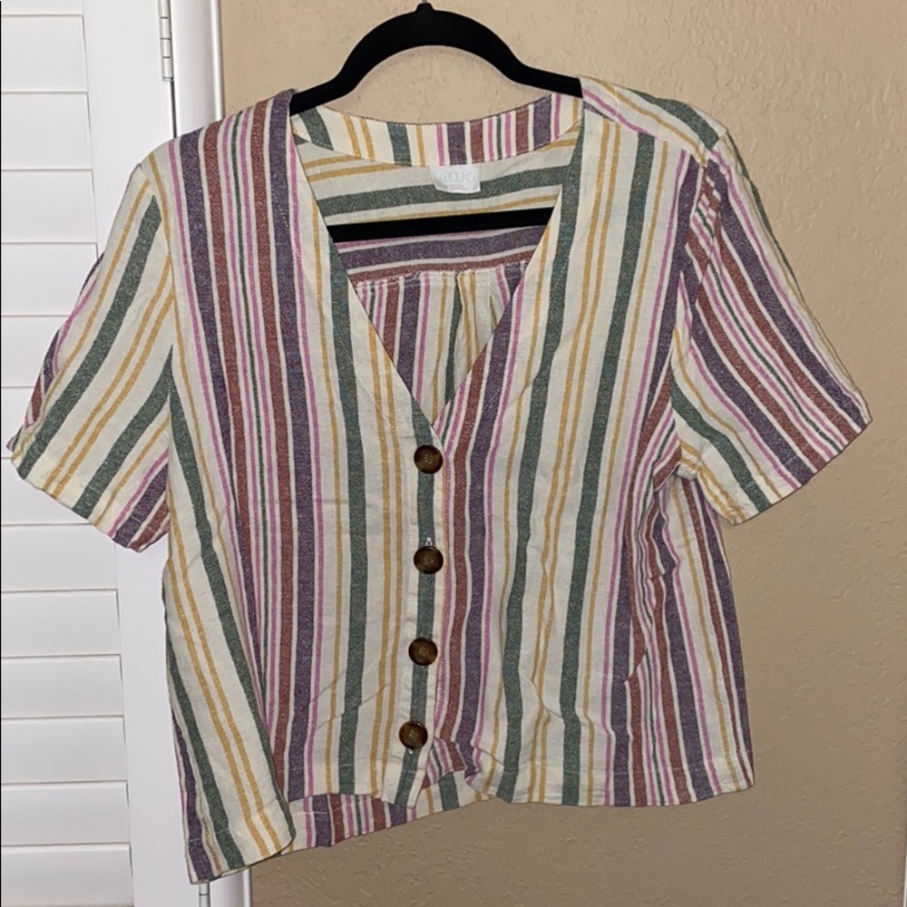 Abound Woven Striped Top